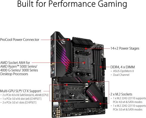 Asus ROG Strix B550-F Gaming WiFi II AMD AM4 (3rd Gen Ryzen) ATX Gaming Motherboard (PCIe 4.0,WiFi 6E, 2.5Gb LAN, BIOS Flashback, HDMI 2.1, Addressable Gen 2 RGB Header and Aura Sync) in Kuwait