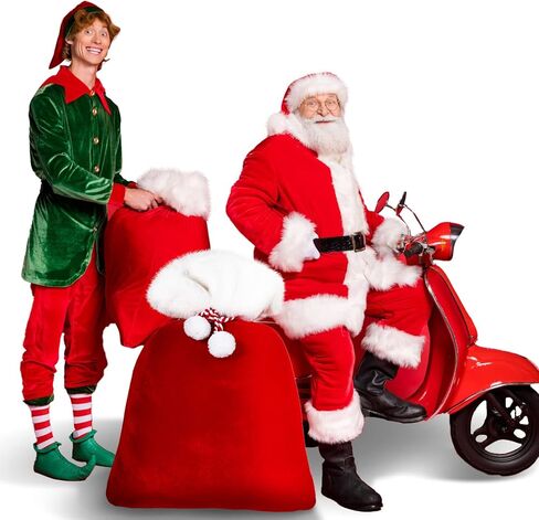 Shappy 2 Pieces Christmas Velvet Santa Bags with Drawstring in 2 Size Large Christmas Santa Gift Bags Santa Gift Sack for Xmas Playing Santa Present Toy(Red) in Saudi Arabia