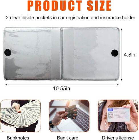 Car Registration and Insurance Holder, 5.25" × 4.75" Auto Document ID Holder Organizer, Driver License Keeper Organizer for Cars, Trucks, SUVs, Universal Car Accessories (Black, 1 PCS) in Saudi Arabia