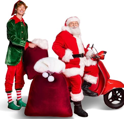 Shappy 2 Pieces Christmas Velvet Santa Bags with Drawstring in 2 Size Large Christmas Santa Gift Bags Santa Gift Sack for Xmas Playing Santa Present Toy(Red) in Saudi Arabia
