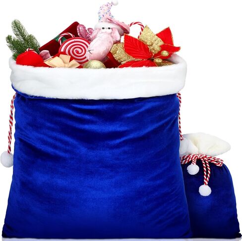 Shappy 2 Pieces Christmas Velvet Santa Bags with Drawstring in 2 Size Large Christmas Santa Gift Bags Santa Gift Sack for Xmas Playing Santa Present Toy(Red) in Saudi Arabia