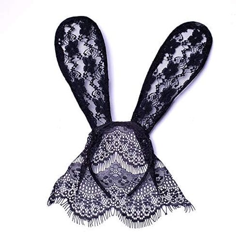 Face veils for women, Black lace bunny ears, Black cat ears for women, Masquerade accessories for halloween party. in Saudi Arabia