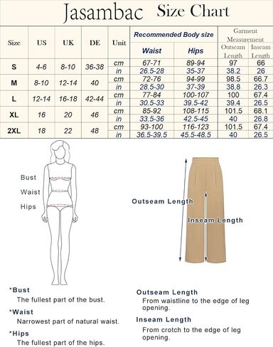 JASAMBAC Women's Wide Leg Pants High Elastic Waisted Pants with Pockets Work Business Office Casual Trousers in Saudi Arabia