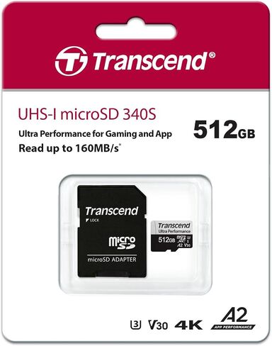 ترانسيند 256 جيجا microSDXC 340S بطاقة ذاكرة عالية الأداء UHS- I, U3, V30, A2, 4K, فل اتش دي - TS256GUSD340S in Kuwait