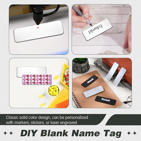 Breling 200 Pcs Name Tags with Pin 1 X 3 Blank Name Tags Badges DIY ID Badge Engraved Label Pin for Office School Retail Stores Employee Students Workers(Gold) in Saudi Arabia