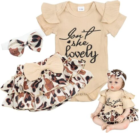 Reborn Doll Baby Girl Clothes 3 Pcs Set Leopard Print Clothing for 22-24 Inch Newborn Reborn Baby Doll Clothes Accessories in Saudi Arabia