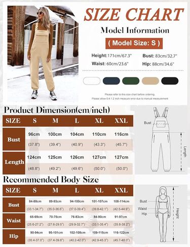 HEEKPEK Women's Winter Fleece Overalls Fuzzy Warm Causal Jumpsuits Loose Adjustable Straps Sleeveless Bib Pants with Pockets in Kuwait