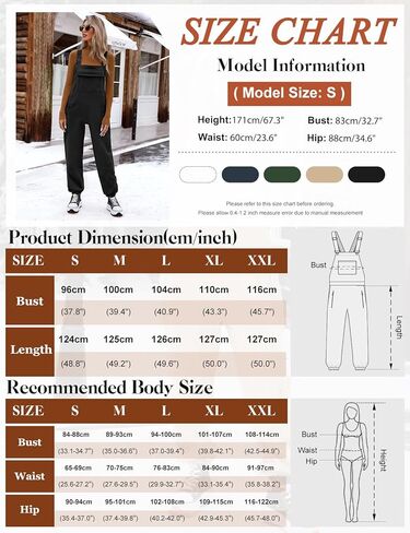 ملابس شتوية نسائية من HEEKPEK مصنوعة من الصوف ودافئة غير رسمية فضفاضة بأشرطة قابلة للتعديل بدون أكمام وسراويل مريلة مع جيوب in Kuwait