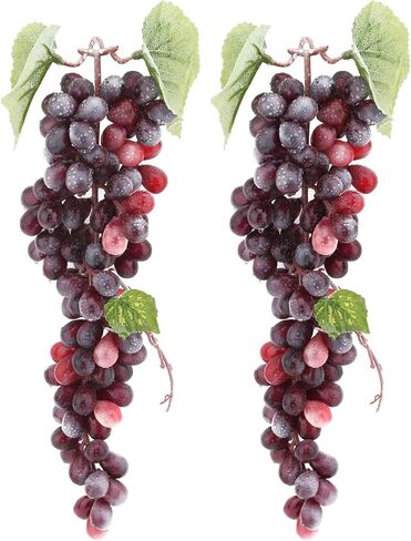 2PCS Simulation of Purple Grapes, Lifelike Rubber Grape Bunches and Fake Grape Bunches, Grape Hanging Ornaments, Photography Props, Food Ornaments and Kitchen Ornaments (24 Grains) in Saudi Arabia