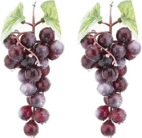 2PCS Simulation of Purple Grapes, Lifelike Rubber Grape Bunches and Fake Grape Bunches, Grape Hanging Ornaments, Photography Props, Food Ornaments and Kitchen Ornaments (24 Grains) in Saudi Arabia