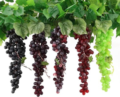 2PCS Simulation of Purple Grapes, Lifelike Rubber Grape Bunches and Fake Grape Bunches, Grape Hanging Ornaments, Photography Props, Food Ornaments and Kitchen Ornaments (24 Grains) in Saudi Arabia