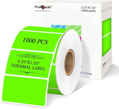 ملصق طباعة حرارية مربعة مقاس 2.25 × 1.25 بوصة من PARLAIM، 1000 قطعة مقاومة للتمزق، ملصق باركود أخضر فلوري مقاوم للدموع، ملصق ترميز الألوان in Kuwait