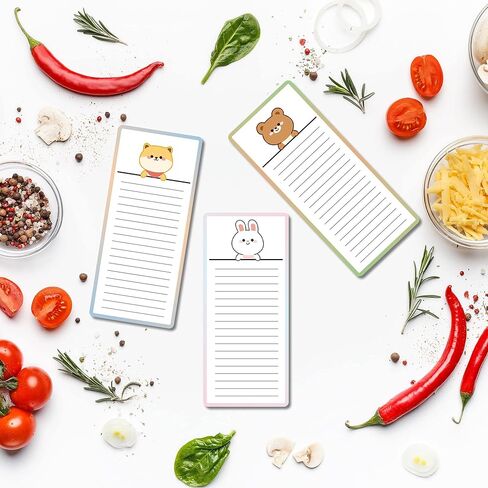 3 عبوات من دفاتر الملاحظات المغناطيسية - دفاتر ملاحظات لقائمة التسوق، وقائمة البقالة، وقائمة المهام، والتذكيرات - ظهر مغناطيسي قوي - مفكرة مذكرة بتصميمات حيوانات لطيفة | 50 ورقة لكل وسادة 7.5 × 3.2 بوصة in Kuwait