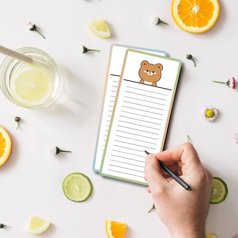 3 عبوات من دفاتر الملاحظات المغناطيسية - دفاتر ملاحظات لقائمة التسوق، وقائمة البقالة، وقائمة المهام، والتذكيرات - ظهر مغناطيسي قوي - مفكرة مذكرة بتصميمات حيوانات لطيفة | 50 ورقة لكل وسادة 7.5 × 3.2 بوصة in Kuwait