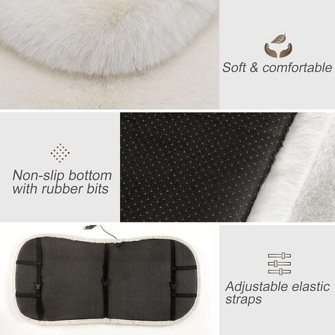 Heated Seat Pad, Soft Faux Rabbit Fur Seat Cover, Electric Heated Seat Cushion with 3 Heat Levels & Time Settings for Home & Office, USB Heating Seat Cover for Chair, Sofa, Couch, White in Saudi Arabia