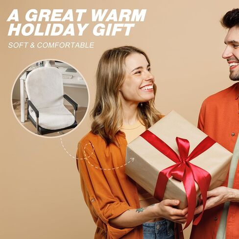 Heated Seat Pad, Soft Faux Rabbit Fur Seat Cover, Electric Heated Seat Cushion with 3 Heat Levels & Time Settings for Home & Office, USB Heating Seat Cover for Chair, Sofa, Couch, White in Saudi Arabia