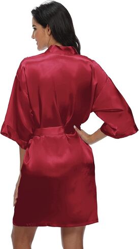 Women's Satin Kimono Robes Short Silky Robe Bride Bridesmaids Wedding Party Loungewear in Saudi Arabia
