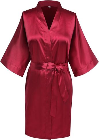 Women's Satin Kimono Robes Short Silky Robe Bride Bridesmaids Wedding Party Loungewear in Saudi Arabia