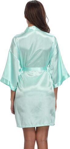 Women's Satin Kimono Robes Short Silky Robe Bride Bridesmaids Wedding Party Loungewear in Saudi Arabia
