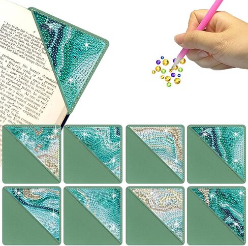علامات مرجعية للرسم الفني الماسي، 8 قطع من مجموعات الفن الماسي اللطيفة للبالغين، مجموعة علامات مرجعية للزاوية الصغيرة لمحبي الكتب للنساء (المحيط) in Kuwait