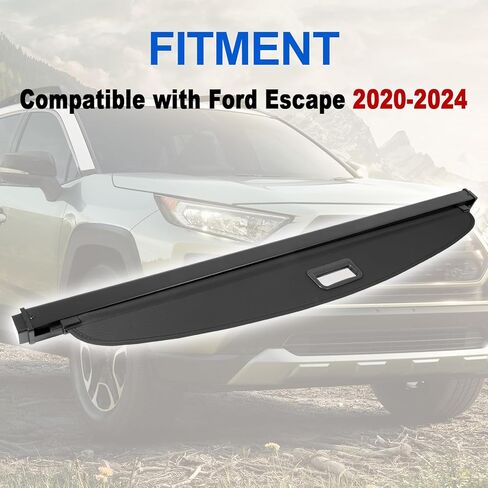 غطاء شحن صيفي قابل للسحب متوافق مع 2020-2024 Ford Escape Shielding Shade Security Shade Tonneau غطاء حماية خصوصية الأمتعة مضاد للسرقة، أسود مضاد للظهور، خصوصية الأمتعة in Kuwait
