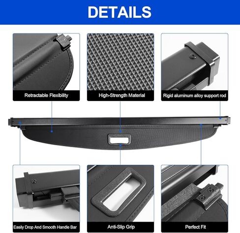 غطاء شحن صيفي قابل للسحب متوافق مع 2020-2024 Ford Escape Shielding Shade Security Shade Tonneau غطاء حماية خصوصية الأمتعة مضاد للسرقة، أسود مضاد للظهور، خصوصية الأمتعة in Kuwait