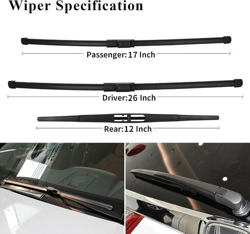 Windshield Wipers for Honda CRV CR-V 2017 2018 2019 2020 2021 2022 OEM Quality Wiper Blades Include Front 26 17 Inch and Rear Blade 12 Inch Easy to Install Replacement Wipers Pack of 3 in Kuwait