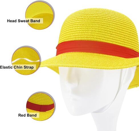 Straw Hat Red Ribbon Performance Animation Cosplay Accessories Hat in Kuwait