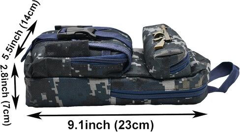 Maydahui Camo مقلمة على شكل مسدسات ذات سعة كبيرة لحمل القلم 3 مقصورات حقيبة أقلام رصاص صندوق أدوات مكتبية منظم تخزين نمط صغير أزرق in Saudi Arabia