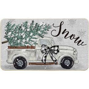 Artoid Mode Truck Xmas Tree Winter Doormat, Christmas Home Decor Low-Profile Switch Rug Door Mat Floor Mat for Indoor Outdoor 17x29 Inch