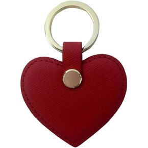 DAN Cute women Leather Keychain Heart Shape Leather Keychain Ring Car Key Holder (Red)