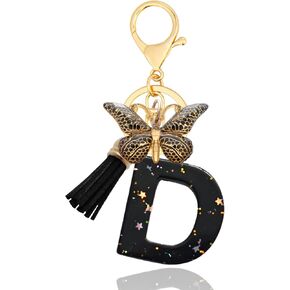 Initial Letter Keychain, Butterfly Keychain Cute Resin, Initial Keychain Backpack Charms, Key chain for Women, Girls
