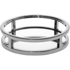 Godinger Decorative Tray, Perfume Tray, Vanity Tray, Round Home Decor Tray - Aspen Collection, Silver, 8"x8"