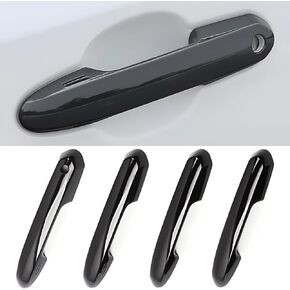 No Adhesive Snap-on Car Door Handle Cover Protector Compatible for Toyota 2018 2019 2020 2021 2022 2023 2024 RAV4 2024 2023 2022 2021 2020 Highlander 2023 2024 Crown Accessories (1. Glossy Black)