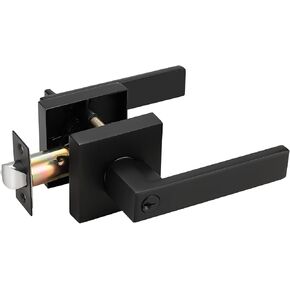 Probrico Entry Door Levers Matte Black with Keys, Heavy Duty Hardware for Exterior Front and Back Door,Lockable, Keyed Entrance Lock,Universal Handling,Transitional Style, 1 Pack