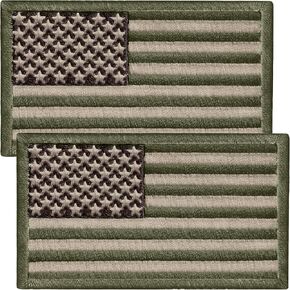 2Pcs Subdued American Flag Patch Velcro Set, Embroidered Velcro Patches Tactical for Military Backpack, Bulletproof Vest, Military Patches with Velcro, American Flag Patch Sew on Opt