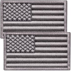 2Pcs Subdued American Flag Patch Velcro Set, Embroidered Velcro Patches Tactical for Military Backpack, Bulletproof Vest, Military Patches with Velcro, American Flag Patch Sew on Opt