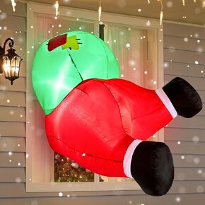 Joiedomi 3 FT Christmas Inflatable Santa Butt Stuck Broke Out from Window, Blow Up Inflatable with Build-in LED for Window Decor, Xmas Party, Outdoor, Yard, Garden, Lawn Decoration