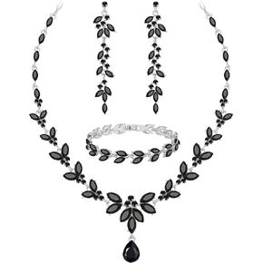 Wedding Jewelry Sets for Bride Bridesmaid Bridal Jewelry Set for Women Wedding Crystal Necklace Earrings Bracelet Set for Party Prom Jewelry