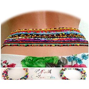 African Waist Beads Chain for Women,Layered Belly Bead Chains Plus Size Multilayer Body Chain Colorful Summer Bikini Jewelry Accessories for Beach Party