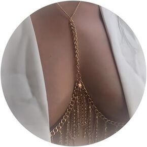 مجوهرات الجسم للنساء سلسلة الجسم مجوهرات مكتنزة سلسلة الجسم حجر الراين شرابة الصدرية سلسلة الذهب بيكيني مجوهرات الجسم شاطئ الصيف مجوهرات الحفلات للنساء in Kuwait