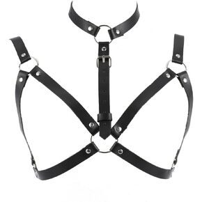 Punk Leather Body Chain Sexy Bikini Bra Body Harness Jewelry Waist Belts Chains Nightclub Cosplay for Women
