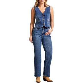 Tribal Women's Brooke High-Rise Microflare Jeans with Contrast Waistband