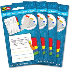 Redi-Tag, RTG10246, Tabbed Divider Notes, 4 / Box, Multicolor