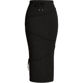 GORGLITTER Women's Knit Slit Bodycon Maxi Skirt with Slit High Waisted Pencil Long Skirts