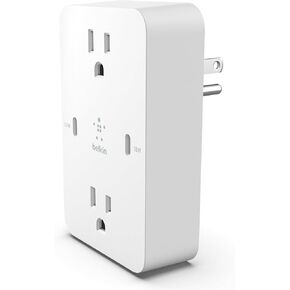 Belkin Wall Mount - 2 AC Multiple Outlets & 2 USB C Fast Charger, Wall Charger for MacBook Pro, iPhone 11/12 Pro Max, Galaxy S20+/Note 20 Ultra, Home, Office, Travel & Desktop - White