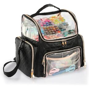 BTSKY Large Marker Organizer Case, Portable Marker Storage Bag with Removable Dividers and 4 Pockets, Multifunction Art Supplies Storage Bag Pencil Carrying Case for Paint Markers Paint Brushes, Pink
