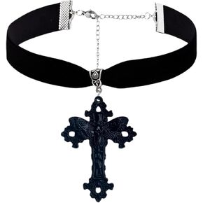 Gothic Moth Skull Pendant Necklace,Vintage Velvet Cross/Moth/Skeleton Head Choker Necklace Punk Style Death Moth Skull Necklace Mystery Witch Necklace Halloween Jewelry For Women