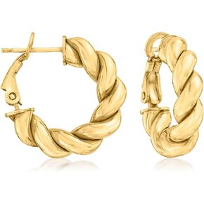 Ross-Simons Italian 18kt Gold Over Sterling Twisted Huggie Hoop Earrings