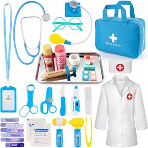 Doctor Kit for Kids, 36 Pcs Kids Doctor Play Set kit for Toddlers 3-5 with Medical Storage Bag & Real Stethoscope, Medical Kits Doctor Toys, Fun Doctor Role Playing Game Gift for Kids Toddlers